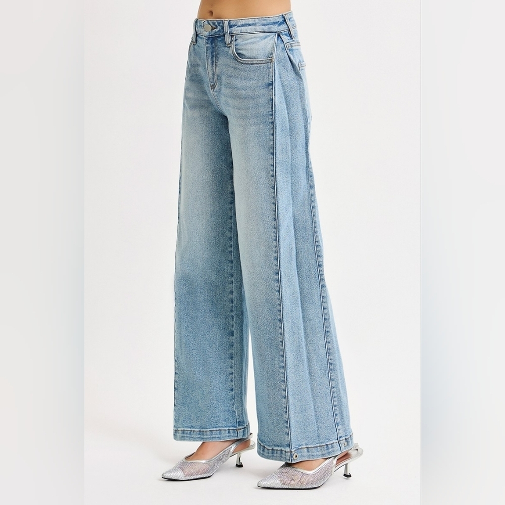 Risen MR Light Wash Wide Leg Barrel Adjustable Leg Denim Jeans Various NEW - Picture 7 of 11